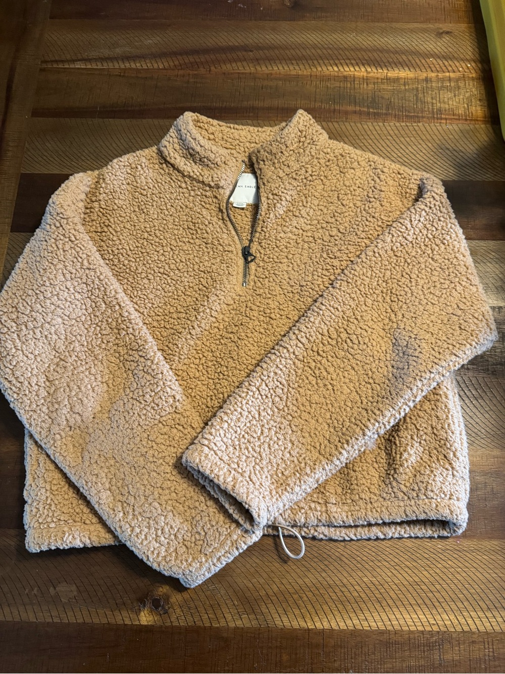 American Eagle Outfitters Kids Sherpa Quarter-Zip Jacket - Cream/Tan